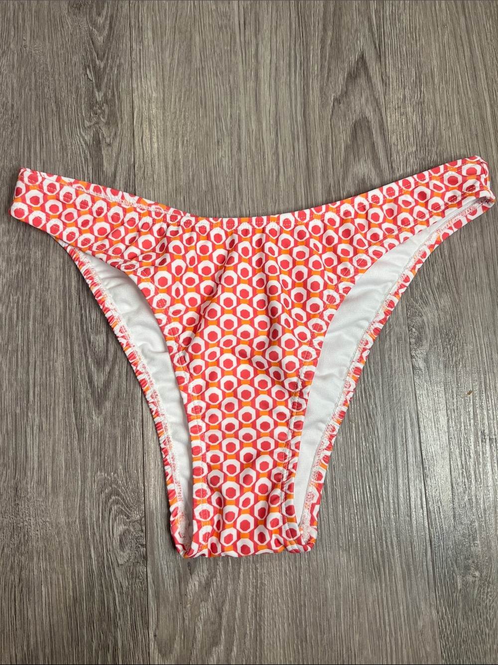 Retro Geo Print Bikini Bottoms - Pink & Orange